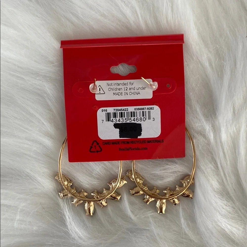 New Gold and Red Hoop Christmas Earrings